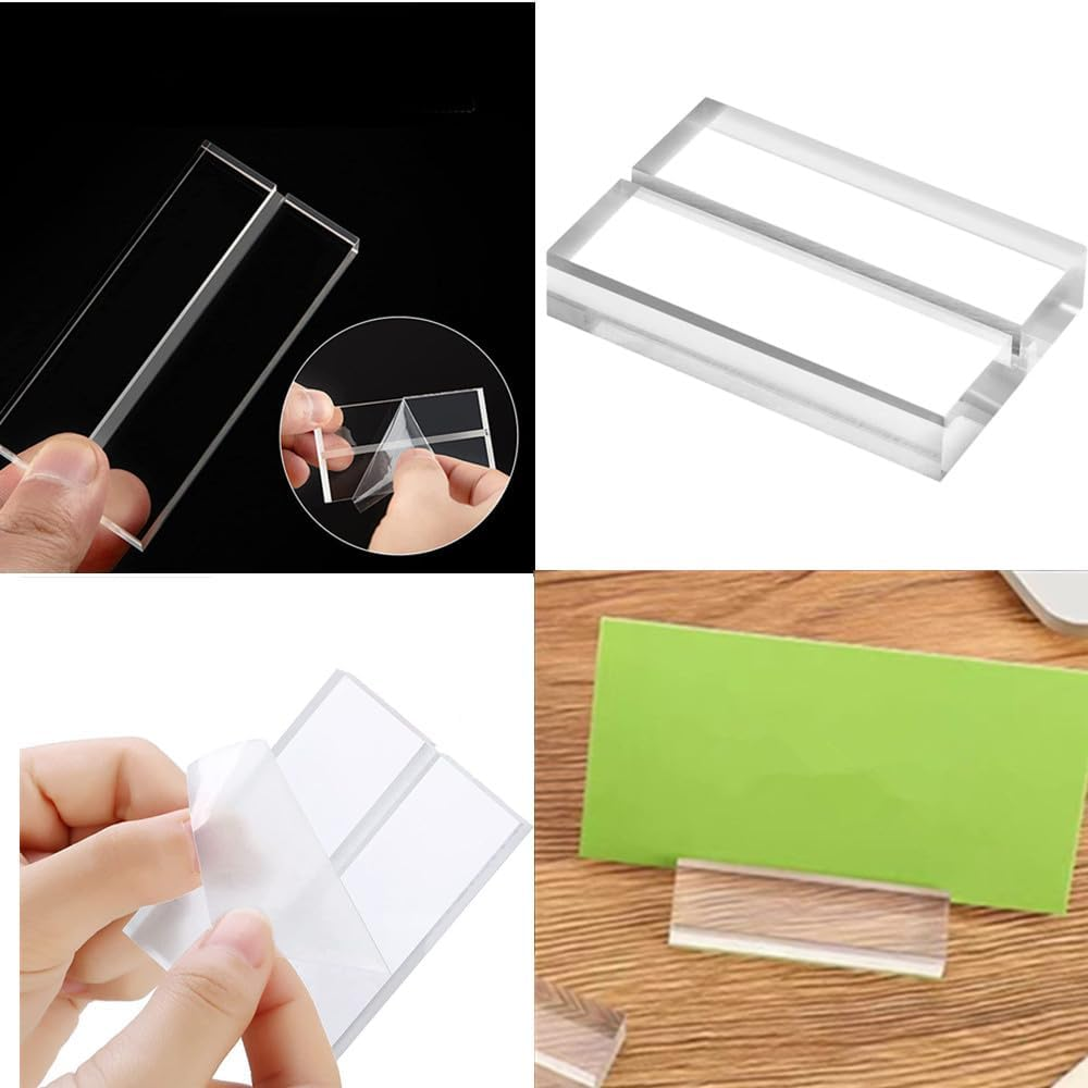 Card Display Stand, Photos Sign Holders, Cuicanfla 20 Pcs Clear Acrylic Place Card Holders, Table Number Stands with Card Slot, Name Card Display Stand for Shop Cafe Wedding Banquet Buffet Events Menu image number 4