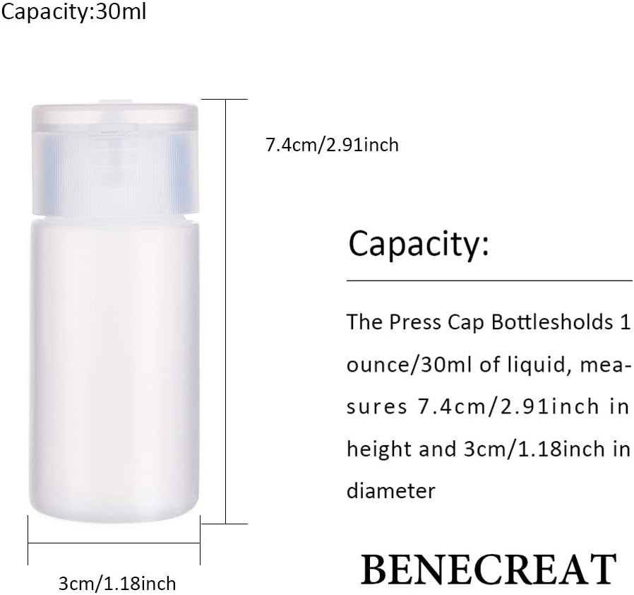 BENECREAT 10 Pack 30Ml 1Oz Small Plastic Flip Cap Sample Bottle Empty Refillable Travel Bottles for Makeup Cosmetic Toiletries Product image number 3