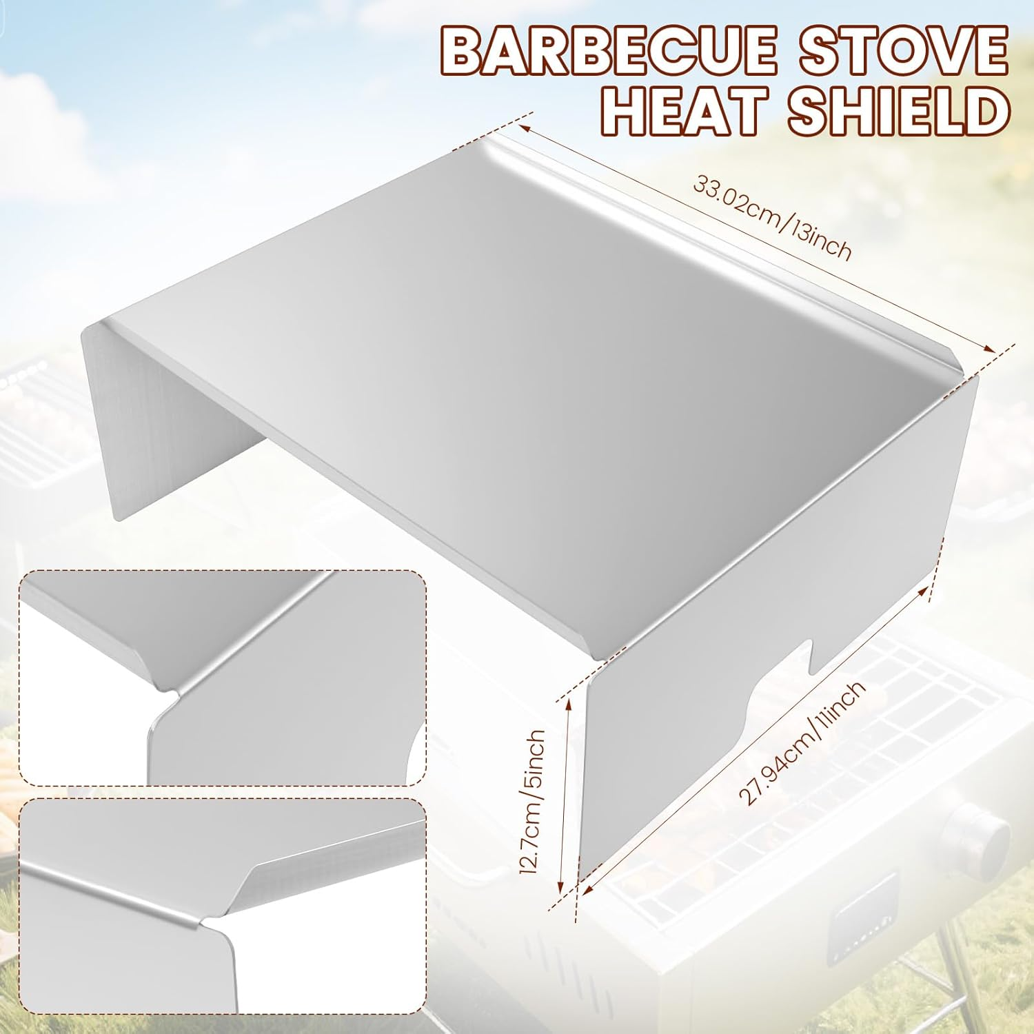 Heavy Duty Stainless Steel Heat Deflector for Grills Smokers Energy Saving Heat Baffle Diffuser Extends Burn Time for Outdoor Fire Pits(Silver)