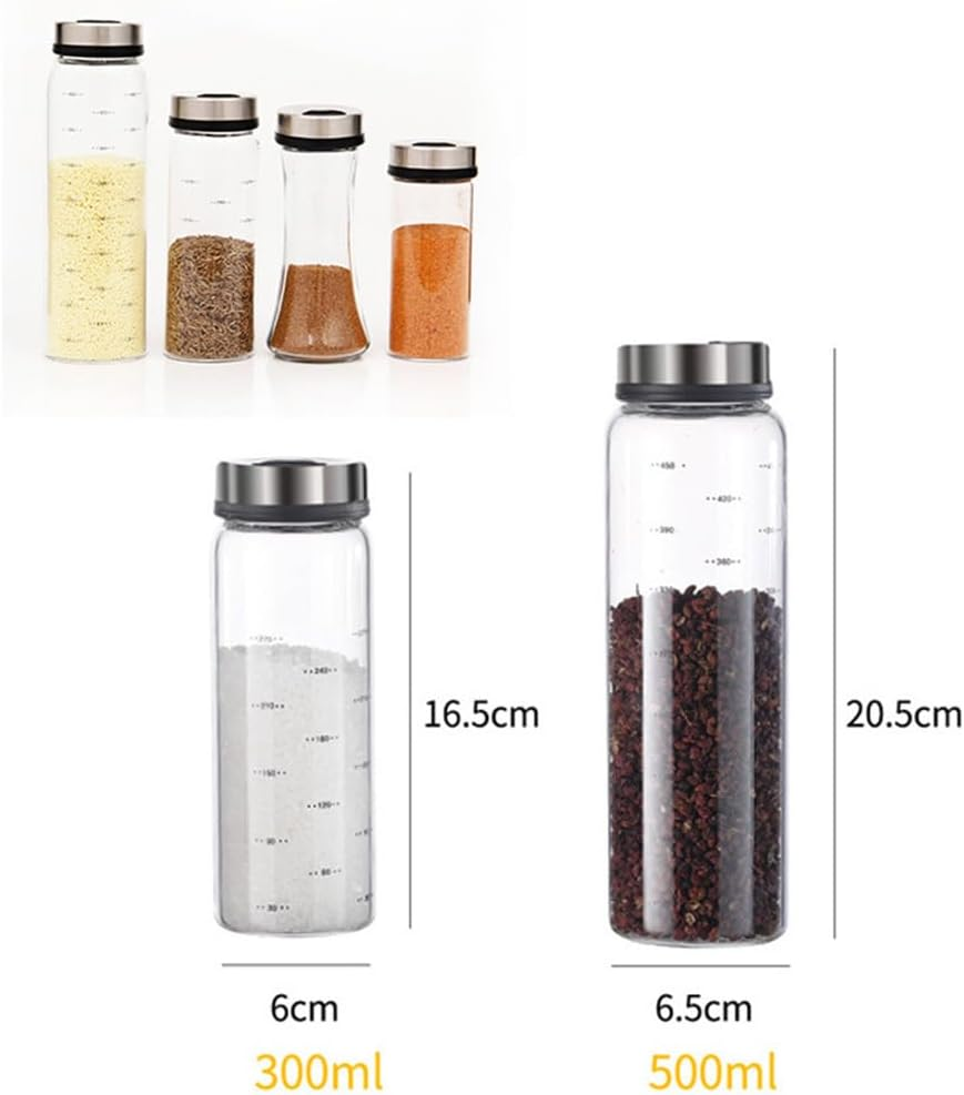 DOITOOL Spice Jars - 1 Piece 300 Ml round Spice Jars - Spice Shaker Glass Spice Container, Rotating Spice Organiser with Shaker Insert - Spice Storage Spice Jars, Spice Jar image number 1