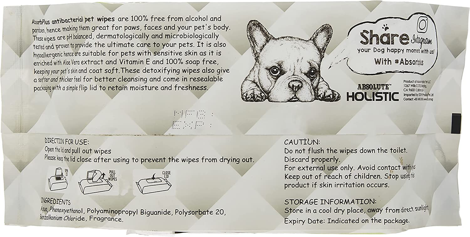 Absorb plus Antibacterial Pet Wipes 80 Sheets, Floral image number 1