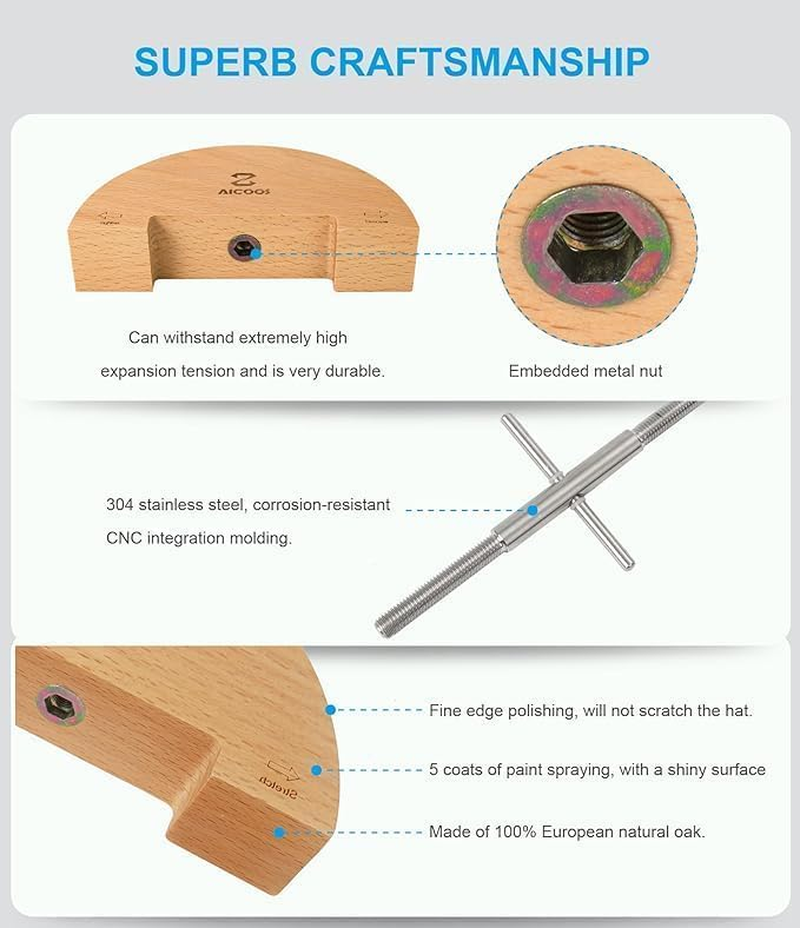 Hat Stretcher for Fitted Hats and Men Cowboy Hat - Jack Stretcher,The Screw with the Handle Is Easy to Stretch for All Types of Fitted Hats&hellip; image number 5