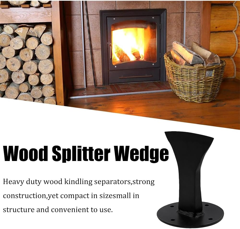 Manual Log Splitter Wedge - Firewood Kindling Splitter for Wood Stove & Campsite - Durable Steel with 4 Holes for Easy Installation (Black) image number 6