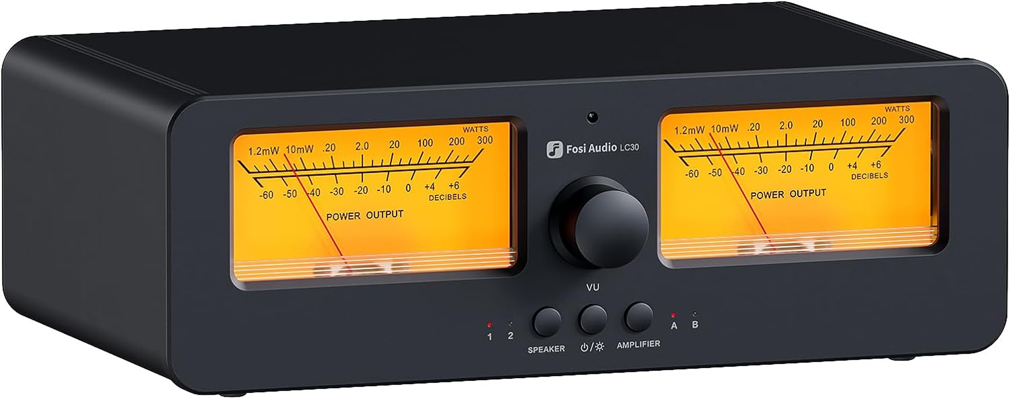 Fosi Audio LC30 VU Meter Amplifier Speaker Selector Box, 2-Way Analog Audio Switcher, for Stereo Hifi Amps and Passive Speakers, Home Audio Component with Remote Control image number 2