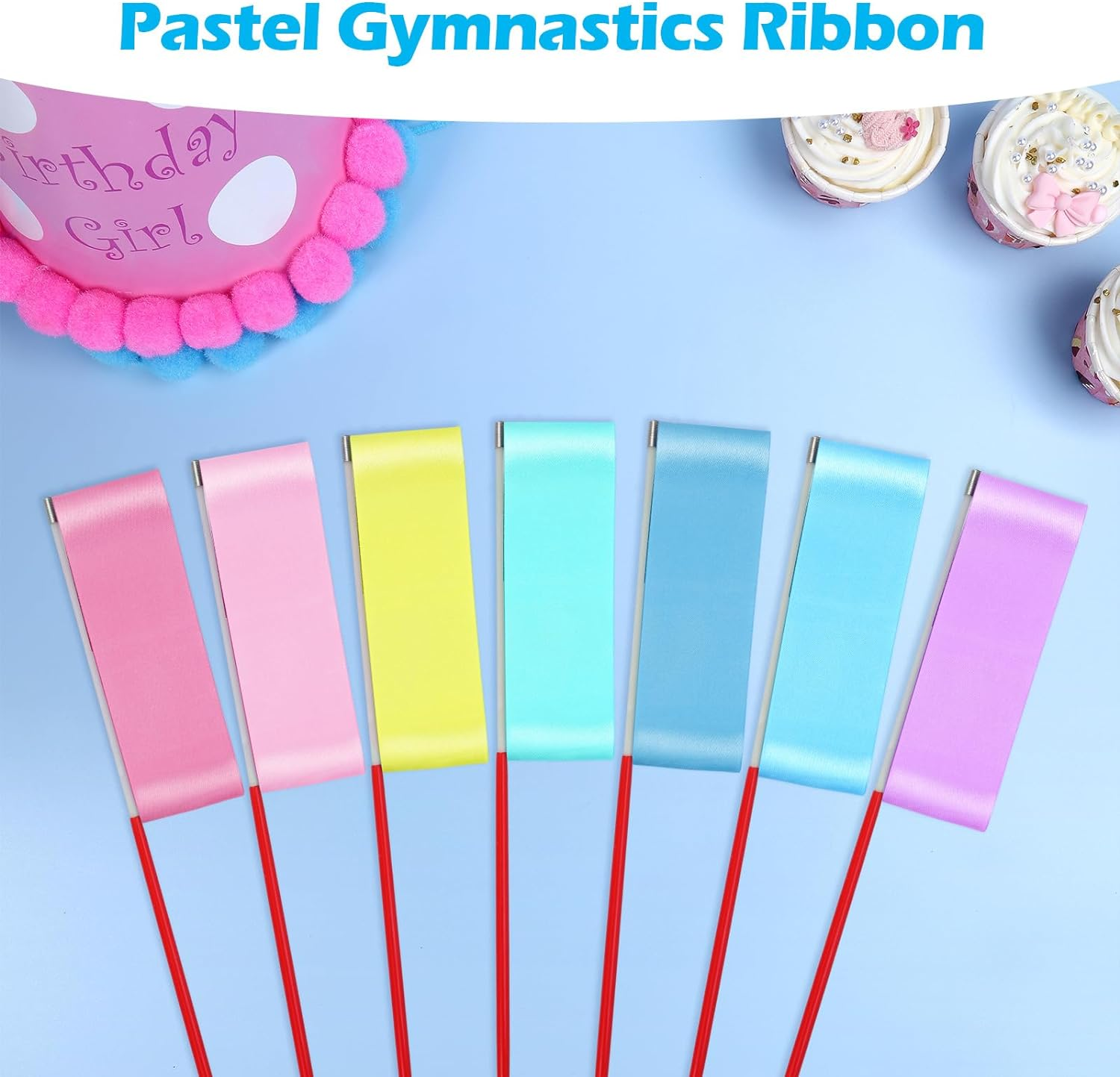 Niceup 14 PCS Dance Ribbons for Unicorn Rainbow Party Favors Decoration, Pastel Rainbow Ribbon Streamer Dancer Wands for Kids Ballet Gymnastics Birthday Party Goodie Bag Fillers image number 6