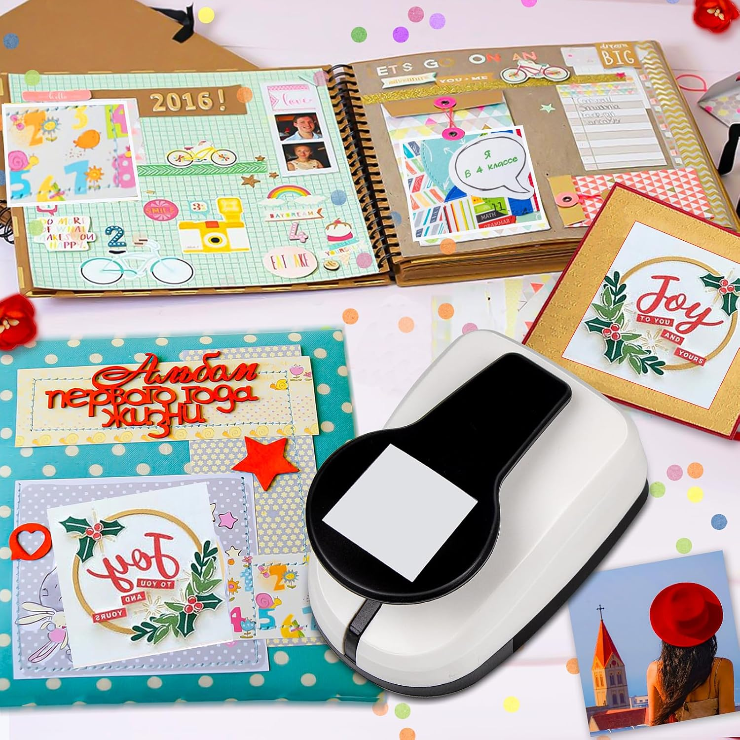 HKKYO Square Punch 1.9 Inch Square Hole Puncher for Crafts, Orange Plastic and Metal Handle, 4.41 X 2.95 X 2.76 Inches image number 1