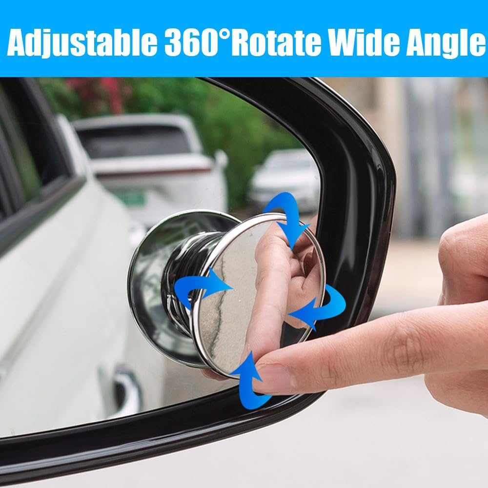 Yakamoz 2Pcs Blind Spot Mirror, 2" round HD Glass Frameless Convex Rear View Mirrors Adjustable 360&deg;Rotate Wide Angle Exterior Accessories for All Universal Vehicles Car