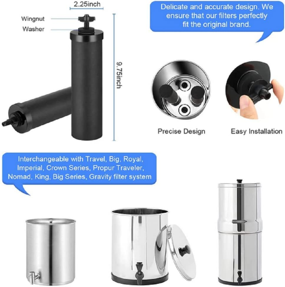 BB9-2 Water Filter, 2 Pack Purifier Replacement Filters,Compatible with Berkey,Gravity Filter System, Propur Traveler, King, Big Series image number 5