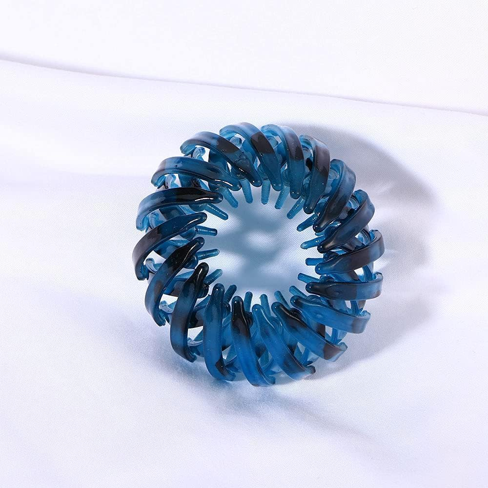 Bird'S Nest Hair Clips, Birds Nest Hair Clips,Vintage Bird'S Nest Bun Meatball Head Hair Claw Clamps Expandable Ponytail Holder Clintage Bun Holder Clamps, Expandable Ponytail Accessories, Blue image number 5