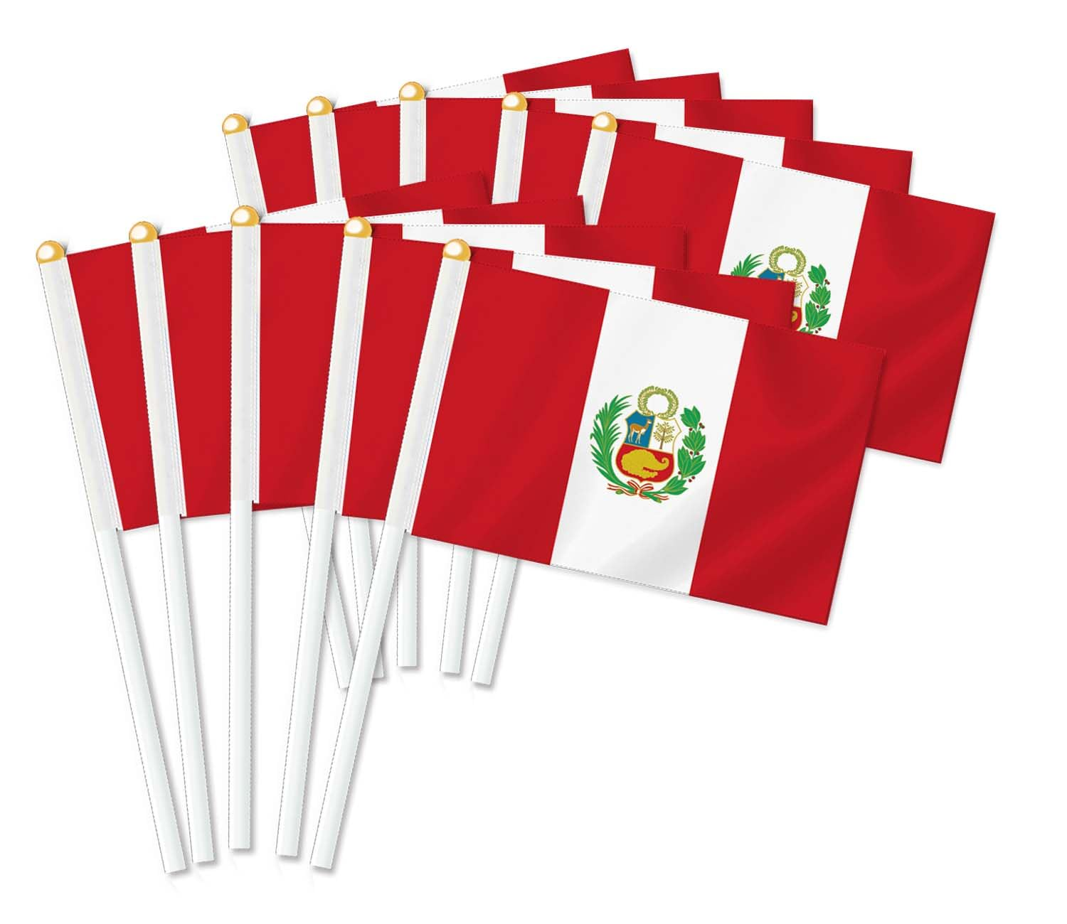 10 PCS Peru Handheld Small Flag, Peruvians Hand Held Mini Decor Decoration Banner image number 1