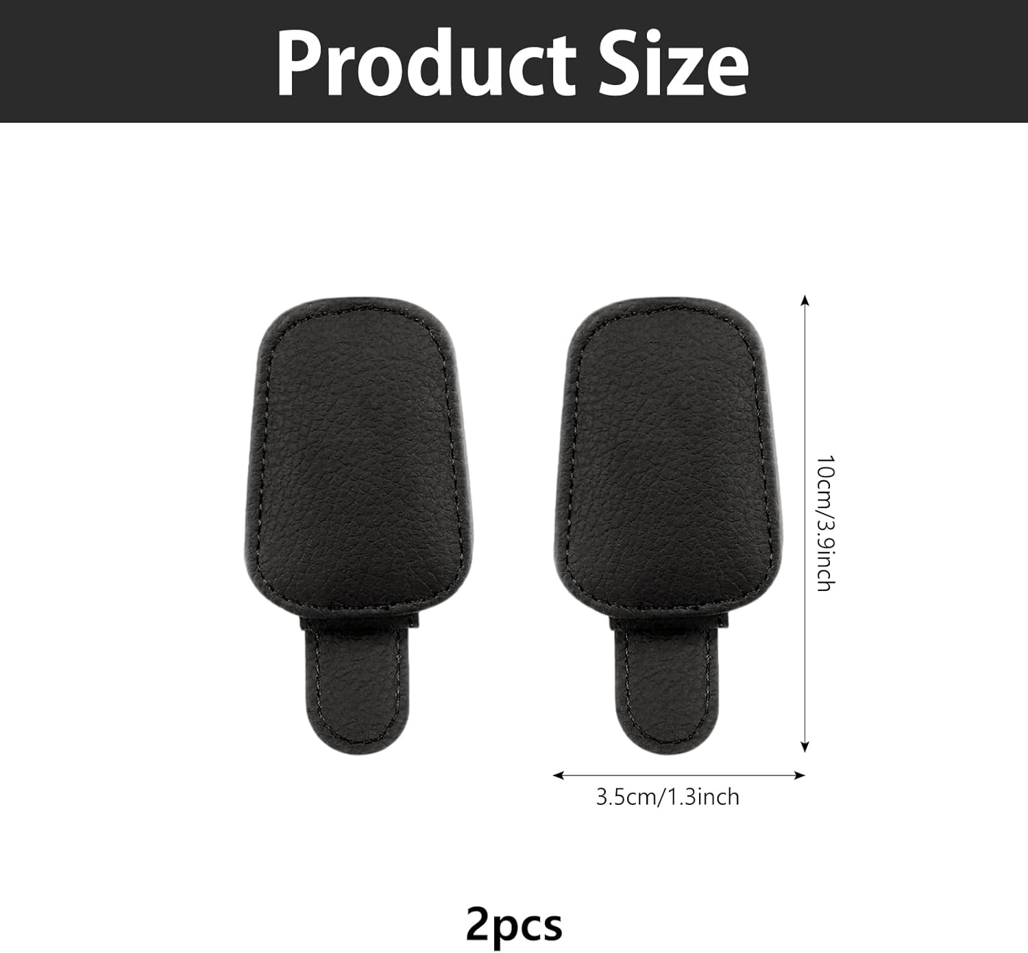 2 Pack Car Sunglasses Holder, Magnetic Leather Sunglasses Clip for Car Visor, Black image number 4