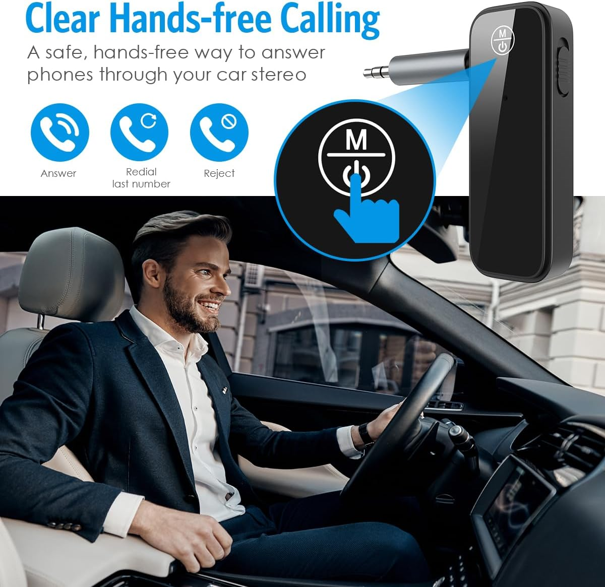 (Newest) Aux Bluetooth 5.0 Adapter for Car, Bluetooth Receiver for Car Home Stereo System and Headphones, Bluetooth Aux Adapter, 2 in 1 Wireless Bluetooth Transmitter and Receiver for Hands-Free Call image number 3