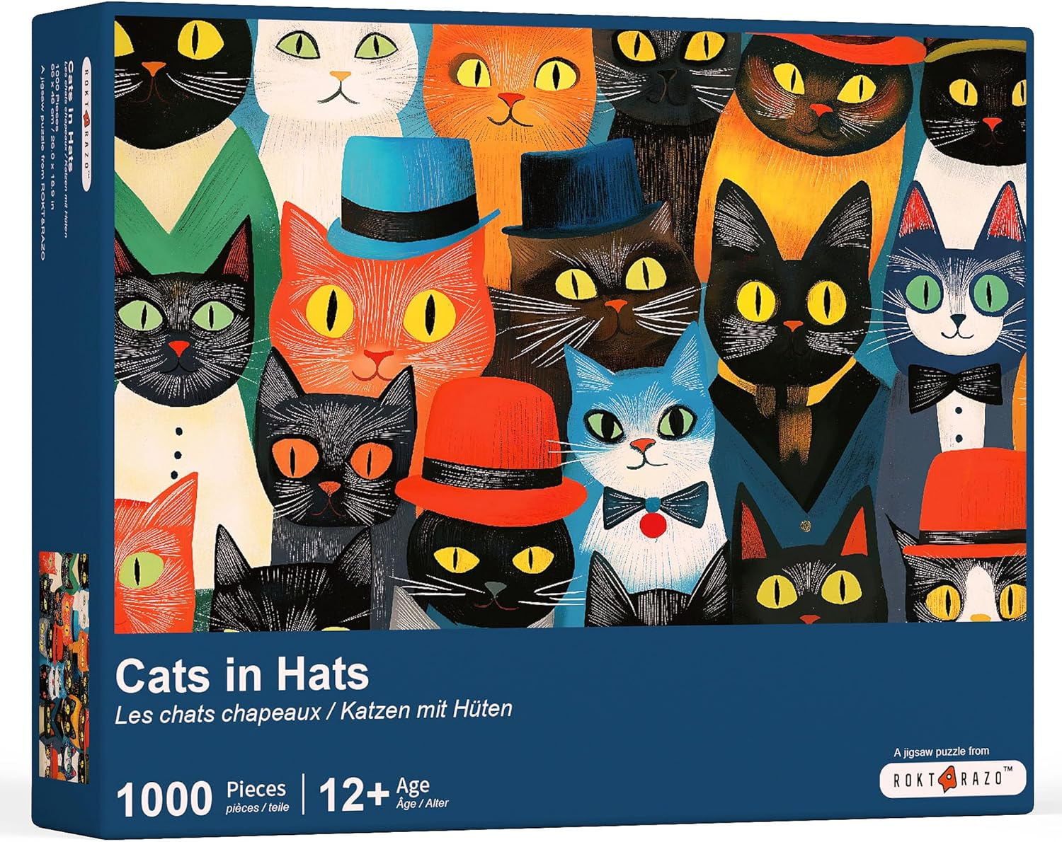 Cats in Hats, Cute 1000 Pieces Jigsaw Puzzles, Finish Size 68 * 49Cm image number 2