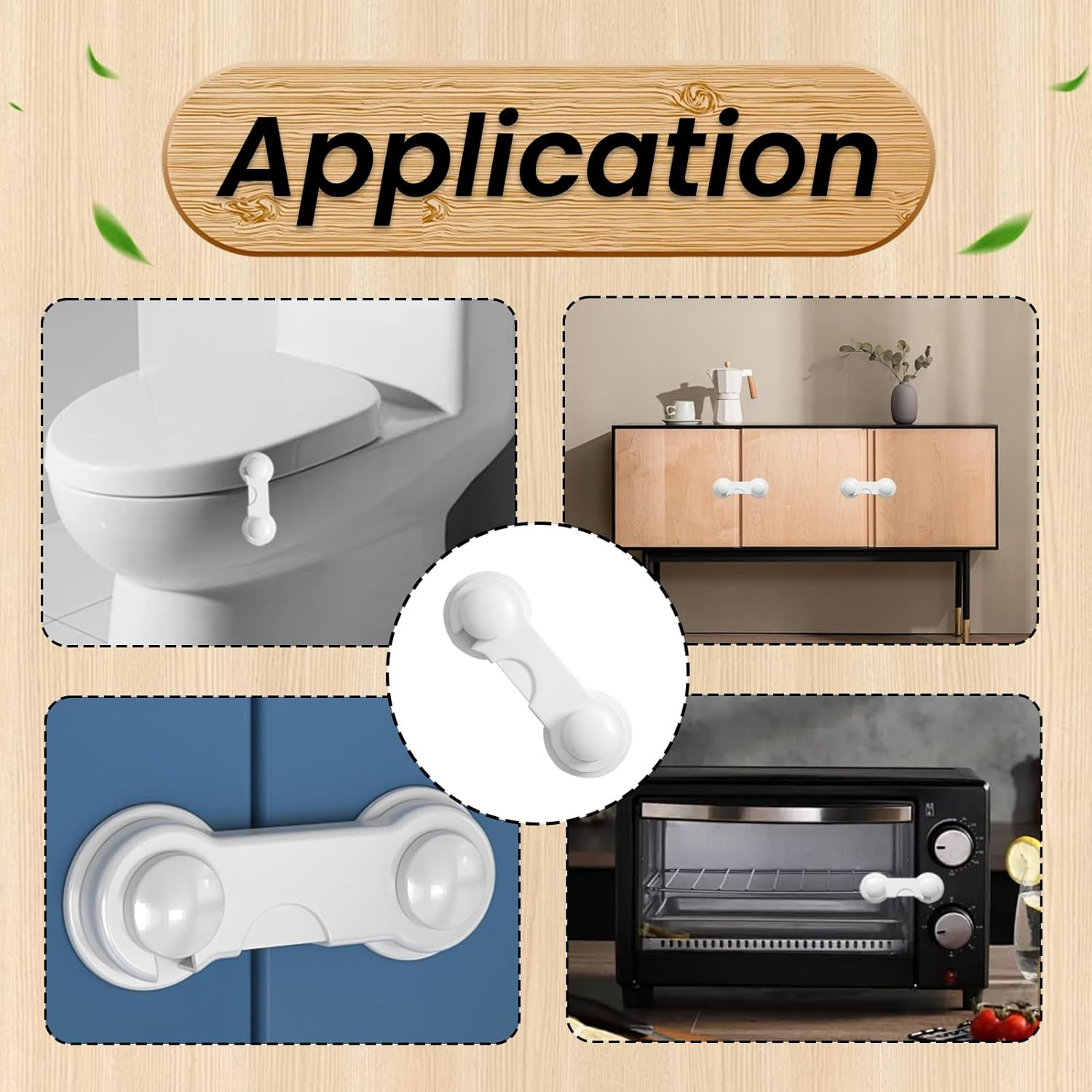 Yizene 10Pcs Child Locks for Kitchen Cupboards,Baby Proof Cupboard Drawer Safety Locks with Strong Removable Adhesive No Tools and Drilling Required,Child Locks for Cabinets Doors,Pantry,Wardrobe image number 1