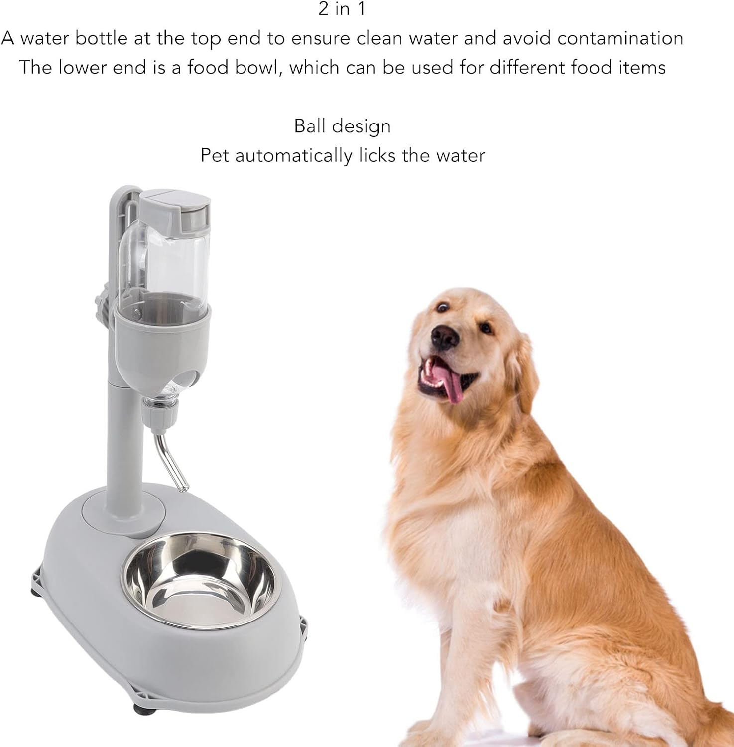 Standing Water Dispenser for Pets, 500 Ml Dog Drinking Fountain, Height Adjustable, Automatic Pet Water Dispenser, Cat Dog Standing Bowl image number 2