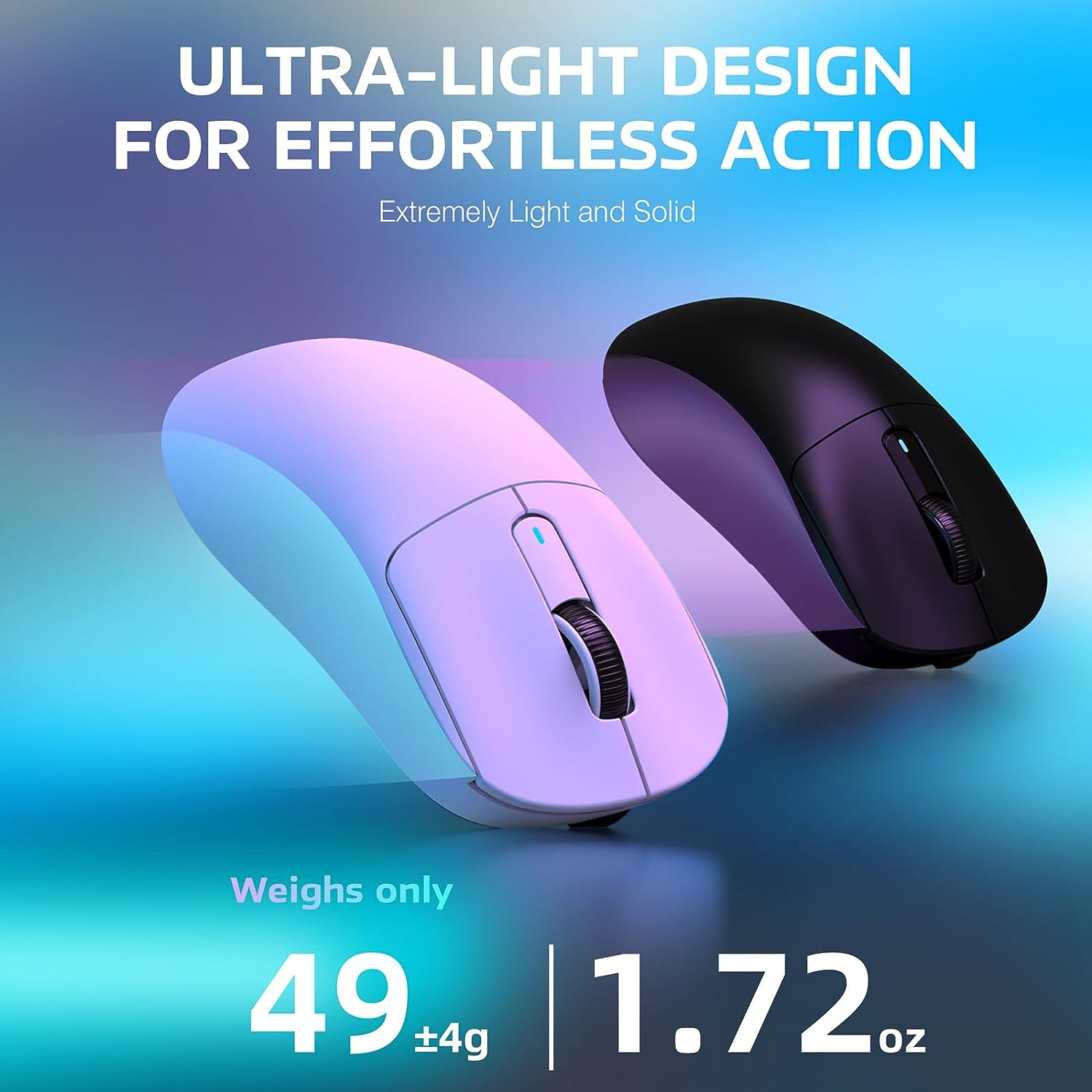 MANBASNAKE Wireless Gaming Mouse, 49G Ergonomic Computer Mouse, Triple Modes PAW3395 26K DPI Optical Sensor, 200H Battery Life, Programmable Buttons, Gaming Accessories for Pc/Laptop/Mac - Orangegriptape image number 6