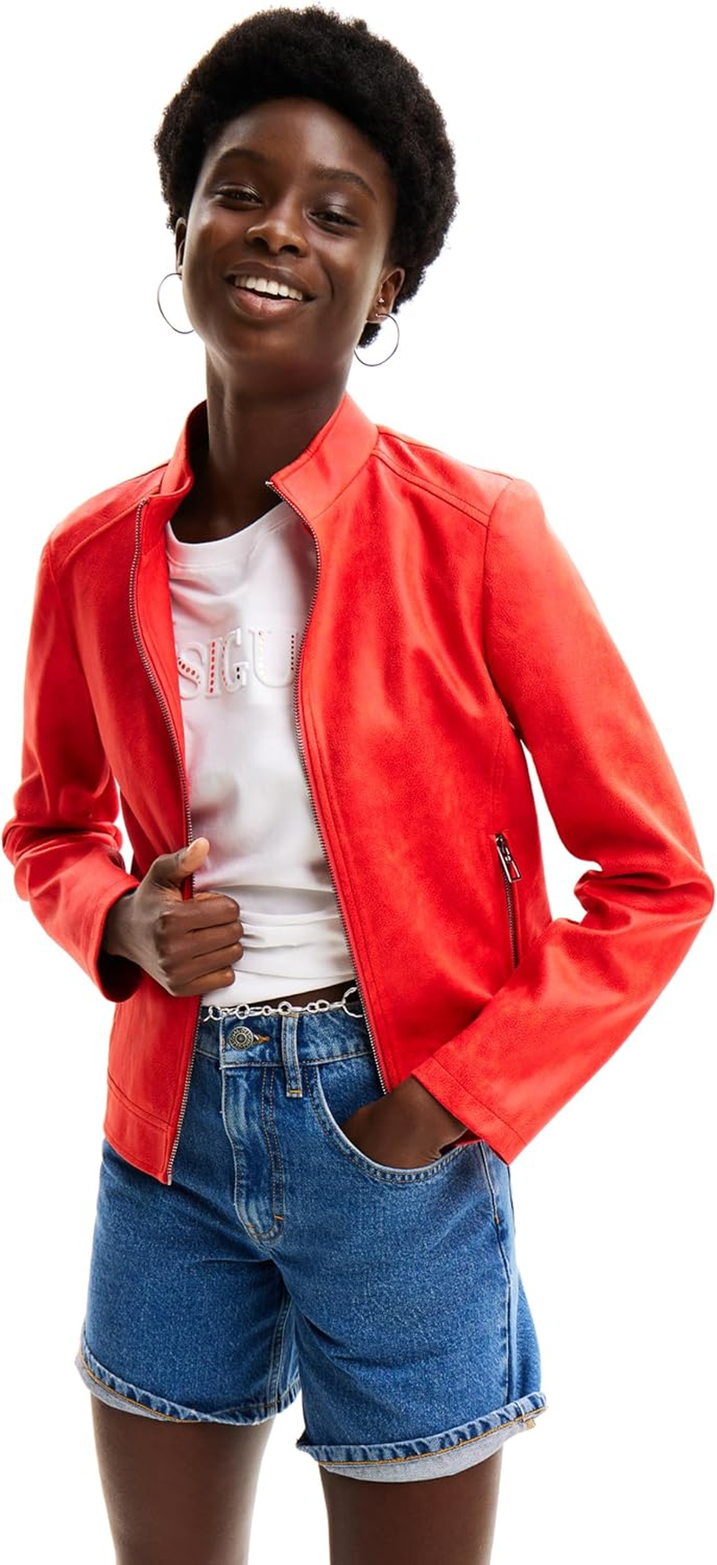 Desigual Women'S Woman Woven Pu Coat