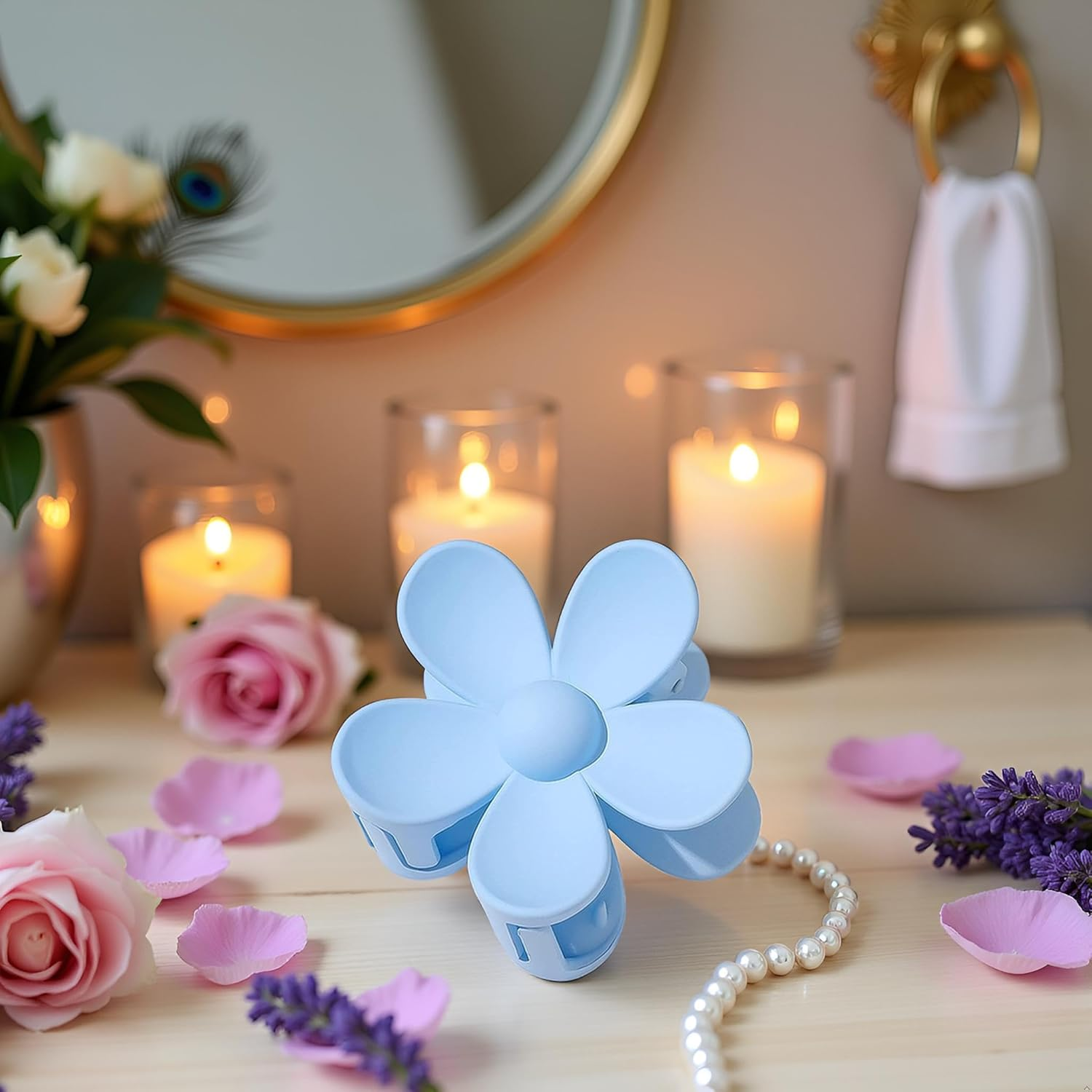 Blue Hair Claw Clips Flower Hair Clips &ndash; Big Cute Claw Clips, Large Hair Clips Strong Hold for Women Thin Hair for Women Thick Hair Clips and Barrettes image number 6