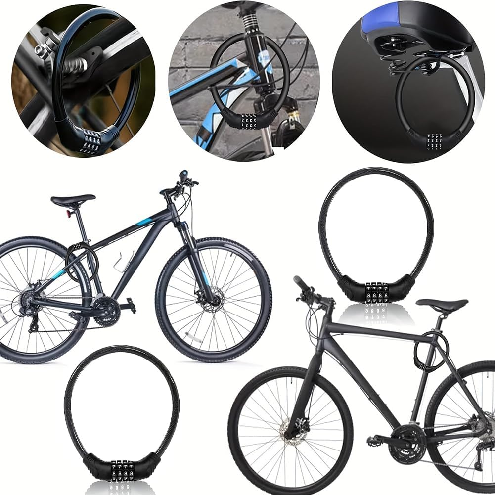 65CM Cable Lock, Combination Safety Code Cable Lock, Multiple Using Cable Lock (Black) image number 5