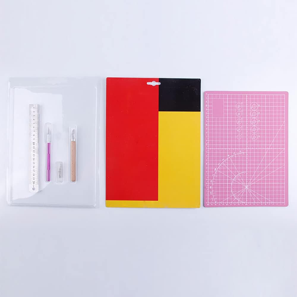 A5 Craft Cutting Mat Set, Cutting Stencil Knife Set with Cutting Mat, Ruler and Utility Knife, DIY Craft Tool Set for Model Making, Crafting, Sewing (Blue) image number 6