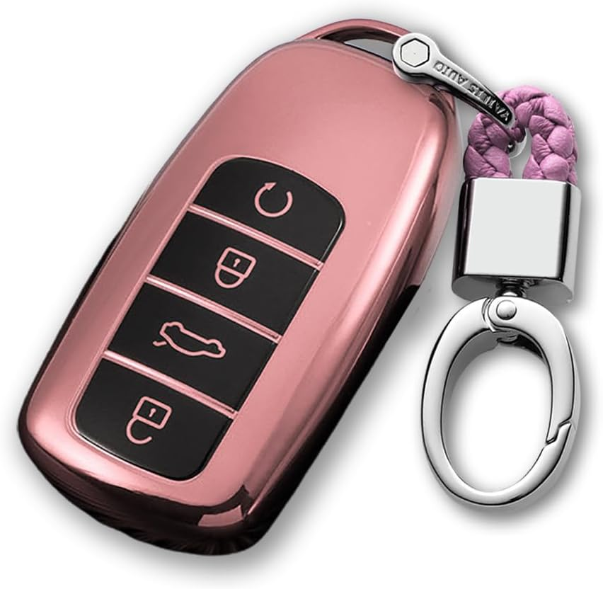 Ontto Car Key Fob Cover Fit for Chery Jaecoo J7 J8 J9 Tiggo 8 Pro Tiggo 8Plus 5 plus 7Pro Tiggo 7 Pro Max Omoda 5 C5 Key Holder TPU Smart Shell Case Keyring Keychain Auto Styling Accessories Pink 2