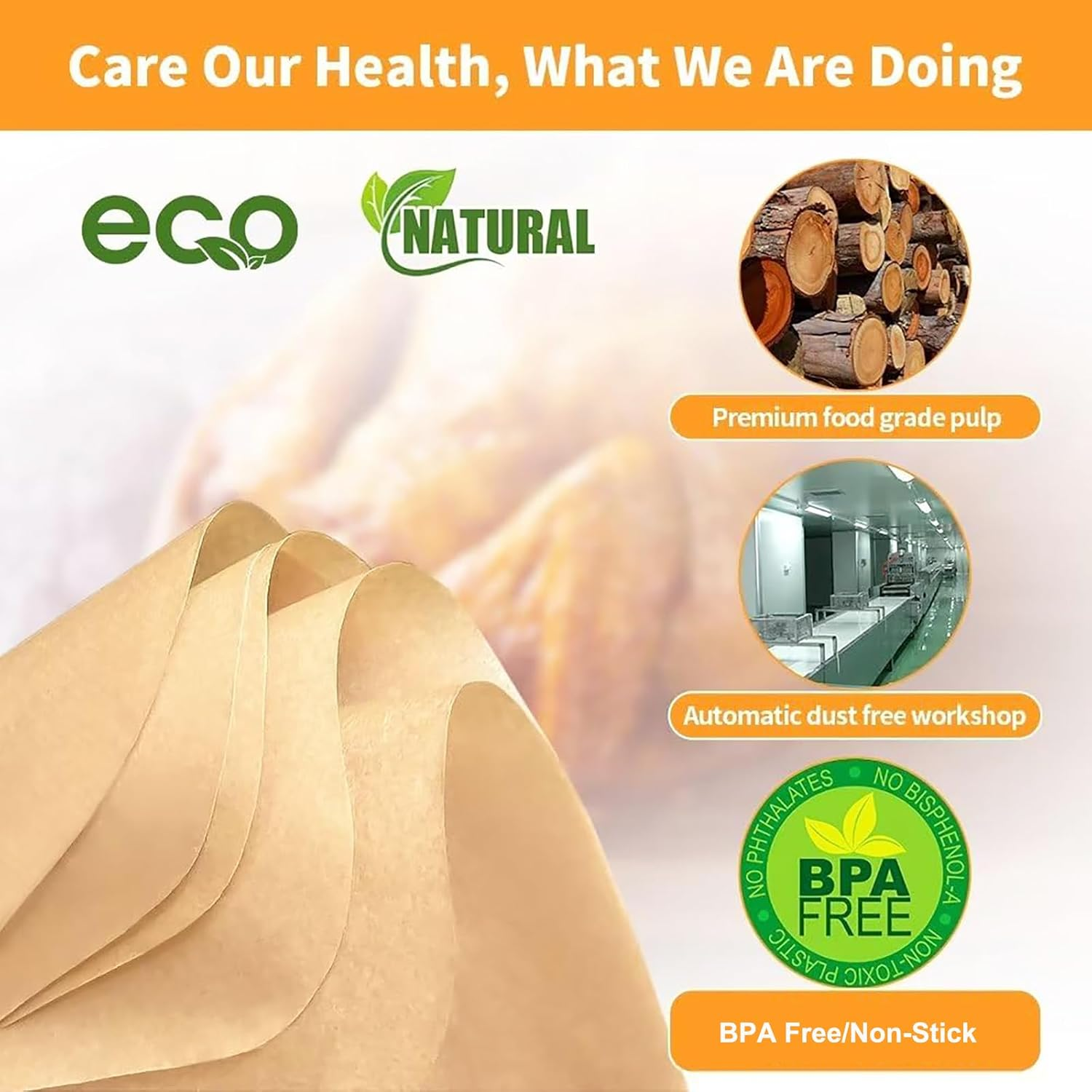 Taimler 150-Pack Air Fryer Liners Disposable (14X22Cm) | Eco-Friendly Non-Stick Parchment Paper for Ninja Dual Zone AF300/AF400, Salter, Kmart & 9.5L Air Fryers | Mother&rsquo;S Day Essentials image number 3