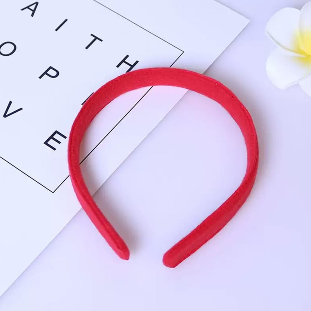TSUOUKL Pack of 6 Red Headbands, Red Band Accessories, Fashion Red Hair Accessories, Velvet Headbands for School, Red Nose Day, Hair Bands for Girls image number 4