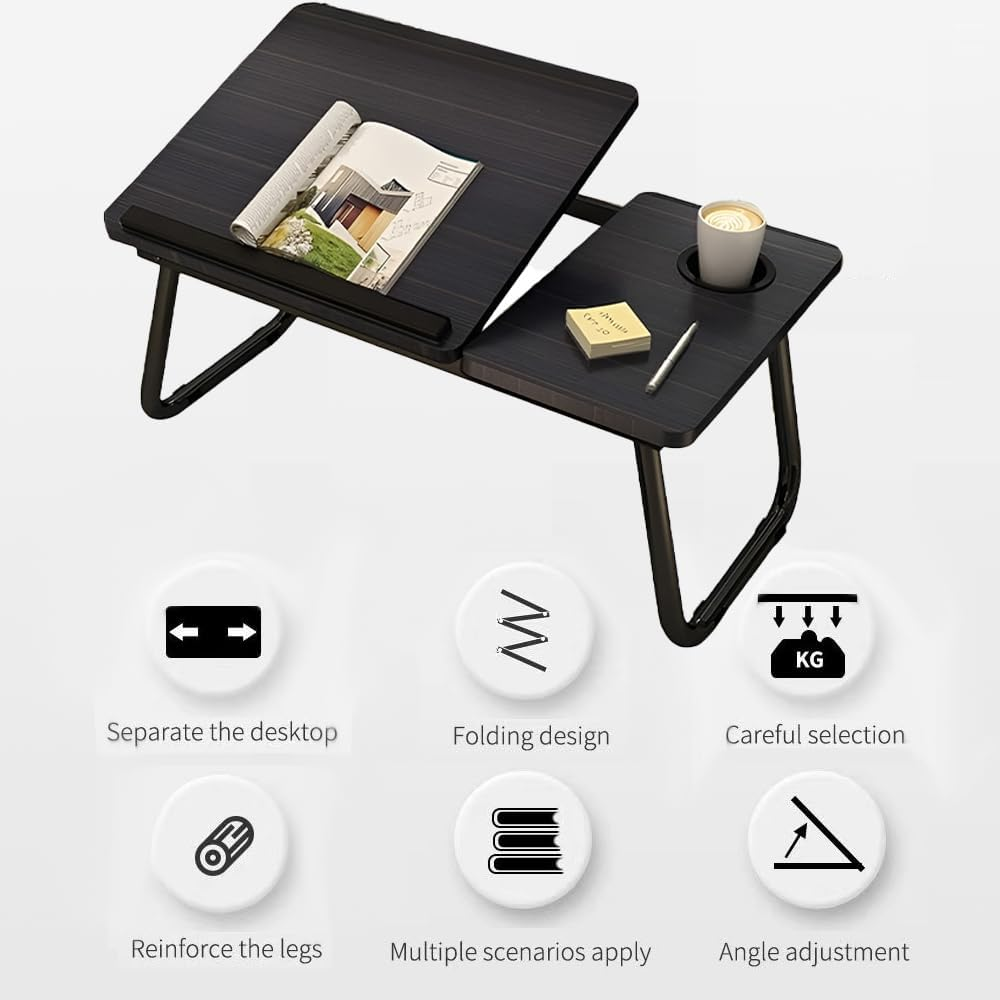 HHWRT Folding Bed Table, Foldable Laptop Table, Desktop 4-Speed Adjustable Angle, Portable Bed Desk, Foldable Table Legs for Eating, Working, or Reading in Bed, Perfect for Home, Office, Use image number 3