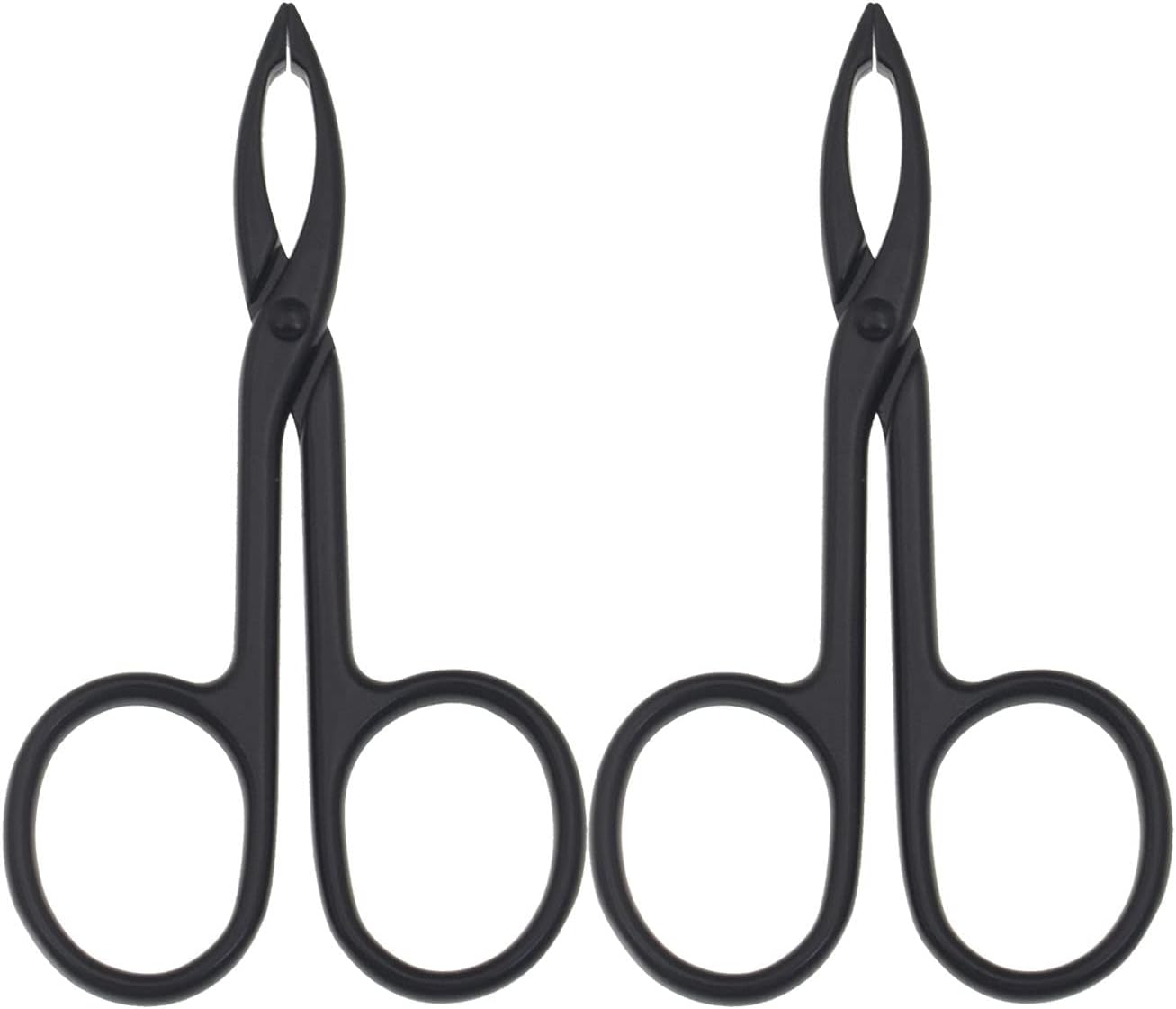 Motanar (2 Pack) Scissors Shaped Eyebrow Tweezers Clip - Flat Tip Tweezers Hair Plucker for Hair and Eyebrows Personal Care Multicolor (Silver & Straight)