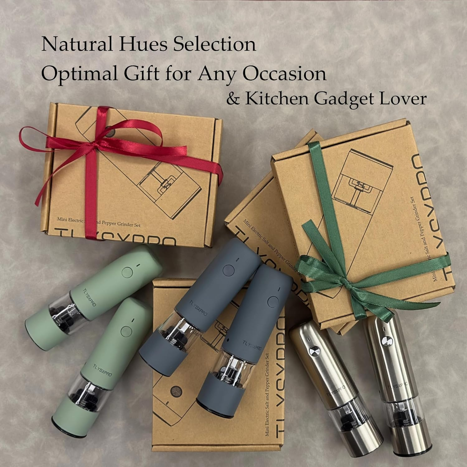 Small Electric Salt and Pepper Grinder Set, USB Rechargeable, Automatic Pepper Mill Grinder with Adjustable Coarseness, Electric Salt Shakers, One Hand Operation for Kitchen (2 Packs, Black) - Black image number 4