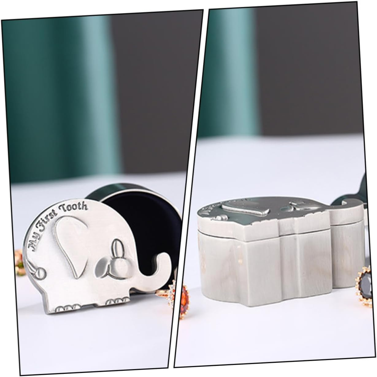 1Pair Elephant Shape First Tooth and Curl Keepsake Storage for Newborns for Showers Birthdays and Christenings image number 5