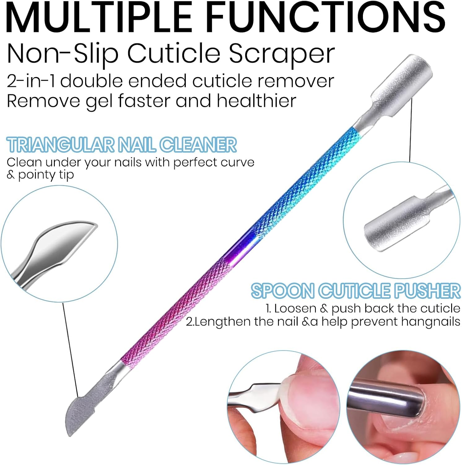 2PCS Professional Gel Nail Polish Remover Kit with Rubbing Strip, Quickly & Easily Remove Nail Polish within 3-5 Minutes, Non-Irritating, Include Sponge Strip and Steel Push image number 1