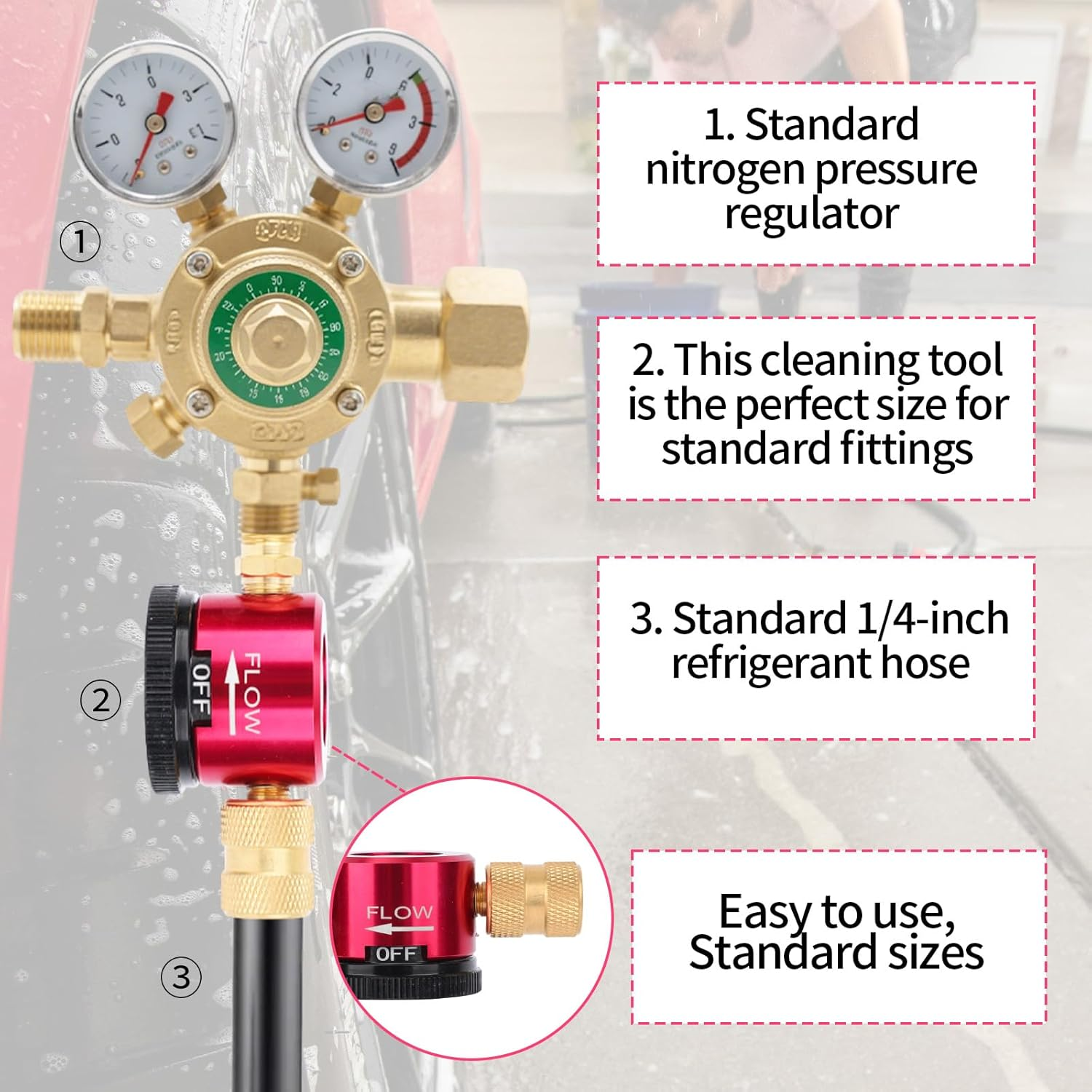 Brass Nitrogen Purge Tool for HVAC, 3-Mode Nitrogen Braze Flow Regulator Adapter with 1/4" Flare Connection, Essential HVAC Brazing and Maintenance Equipment image number 5