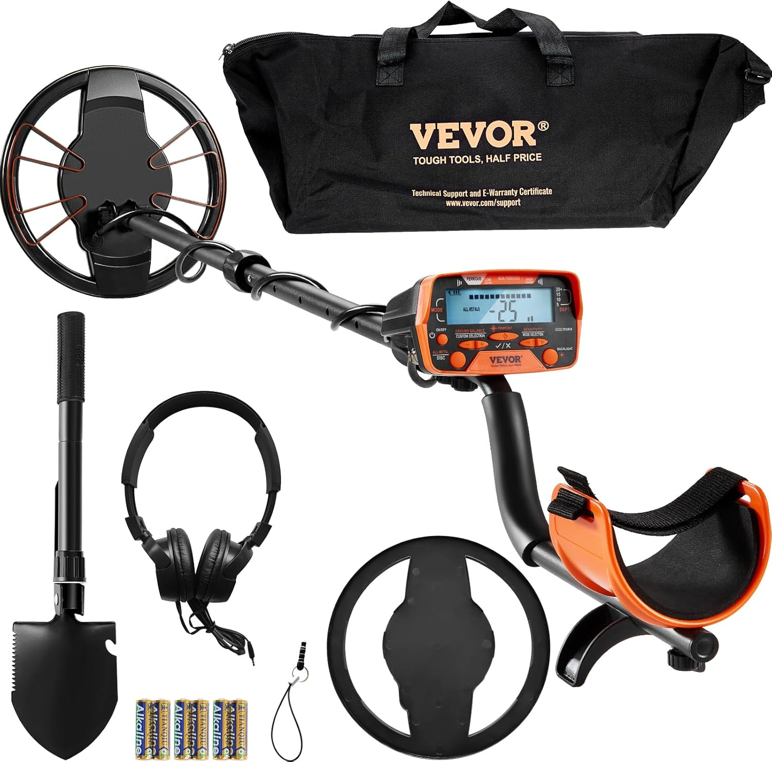 VEVOR Metal Detector for Adults&Kids, 250Mm, Professional Adjustable Higher Accuracy Gold Detector, IP68 Waterproof Coil with LCD Display 7 Modes Advanced DSP Chip, for Detecting Gold Treasure Hunting image number 3