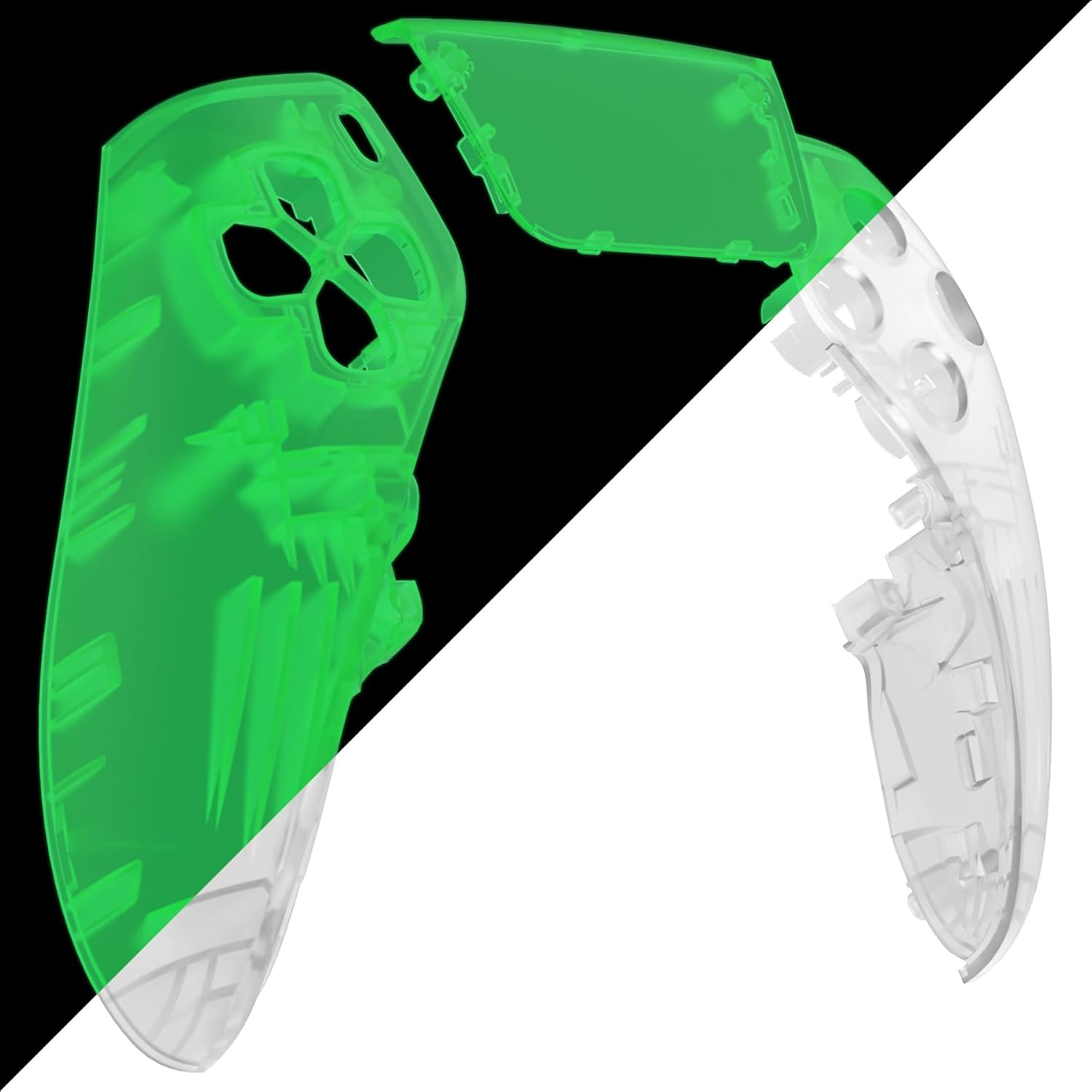 Extremerate Left Right Front Shell and Touchpad Compatible with P S 5 Edge Controller, Clear Lime Green Replacement Faceplate Shell Custom Touch Pad Cover Compatible with P S 5 Edge Controller image number 4