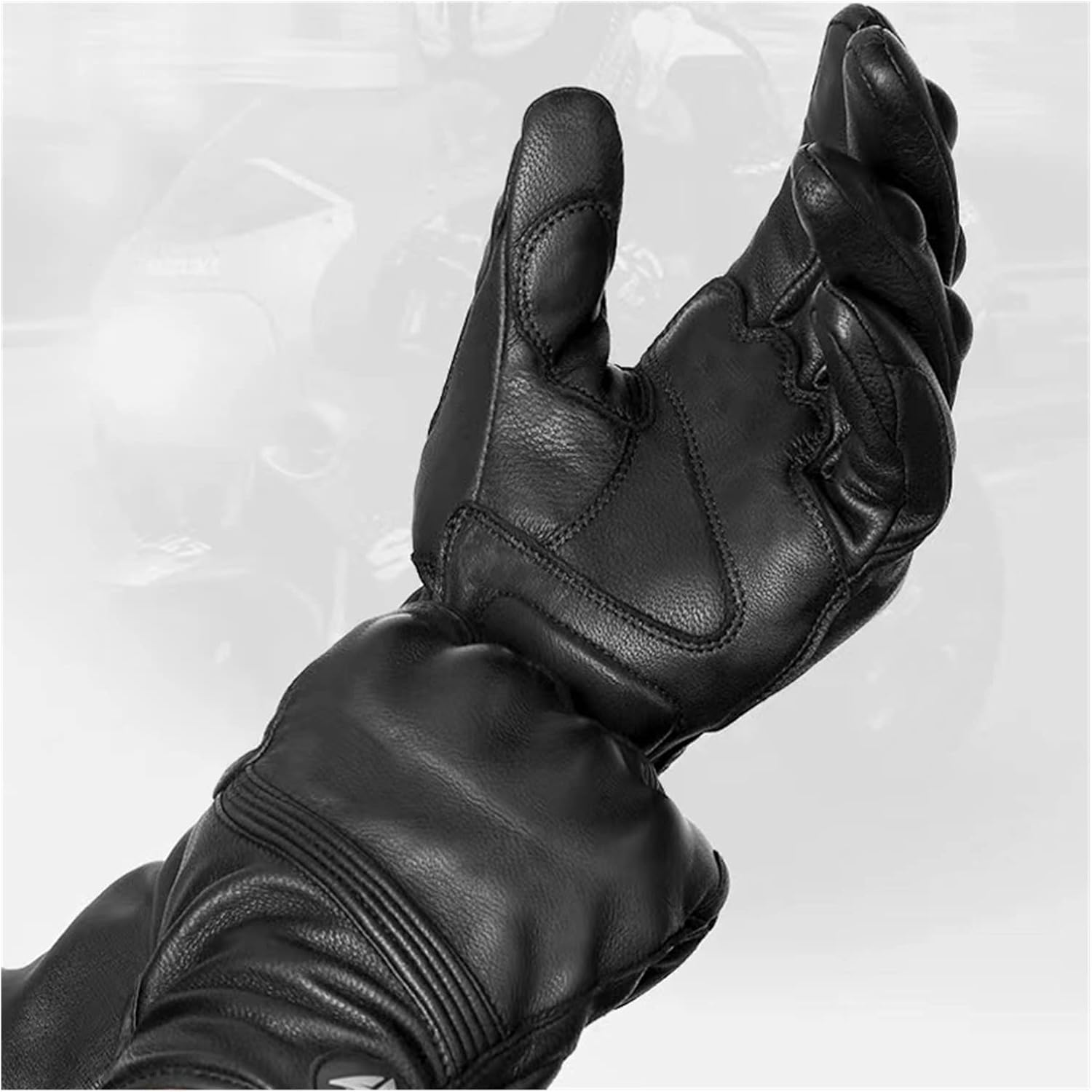 KANGYEBAIHUODIAN Warm Motorcycle Gloves Leather Winter Thermal Inner Gloves Women Men Invierno Luvas Hombre Hiver Guante Touch Screen Wearable (Color : Black, Size : L) image number 1