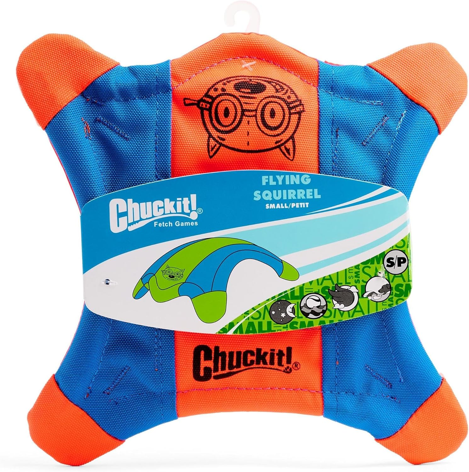 Chuckit! Flying Squirrel Spinning Dog Toy Orange/Blue 3 Sizes Available image number 2