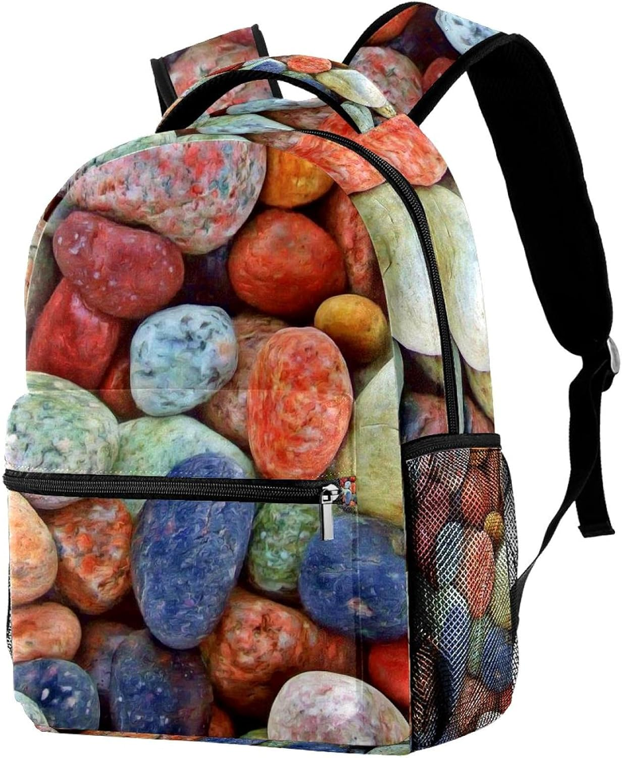 Stones Rocks Pebbles Colorful Backpack Students Shoulder Bags Travel Bag College School Tote Backpacks image number 3
