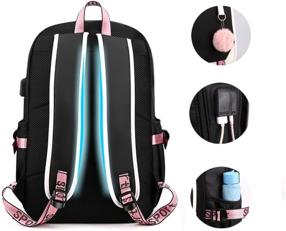 AII Lover Anime Backpack with USB Port,17In Cartoon Laptop Backpack Shoulder School Book Bag Students Backpack. - A image number 2