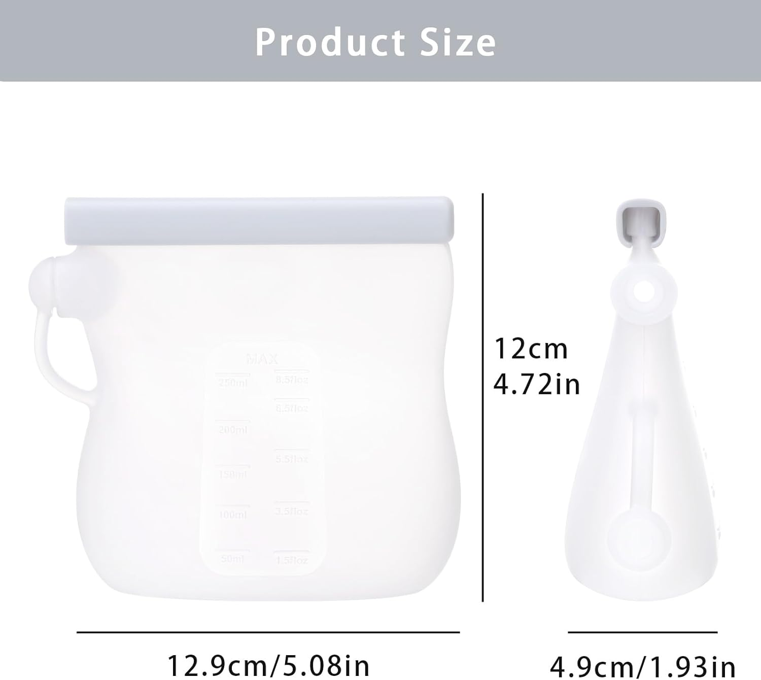 Breast Milk Storage Bags, Food Grade Silicone, Reusable, BPA Free, 250Ml, 4 Pack image number 4