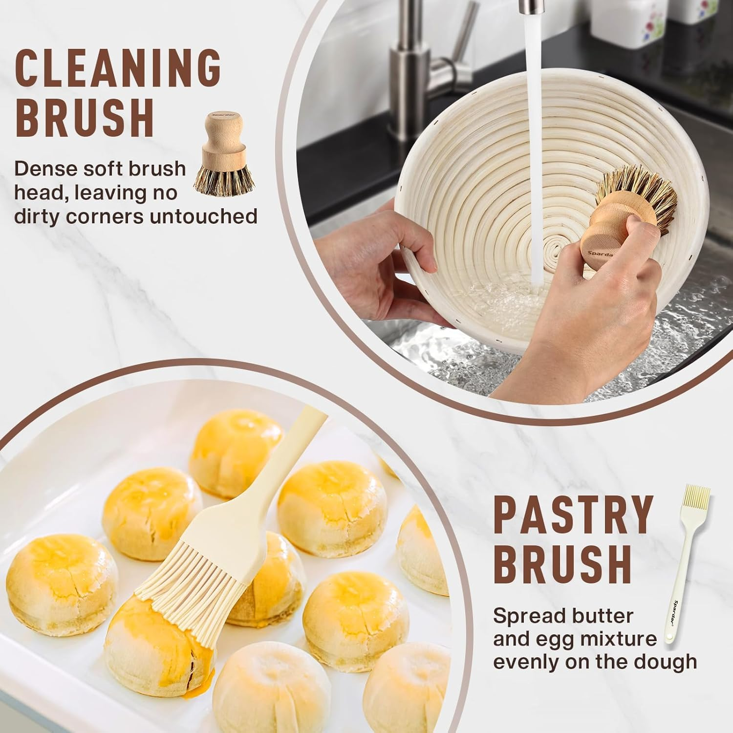 Sourdough Starter Kit, Bread Proofing Basket Set Oval Round, Sourdough Kit with Bread Lame, Danish Dough Whisk, Dough Scraper, Bread Bag and Brush image number 3