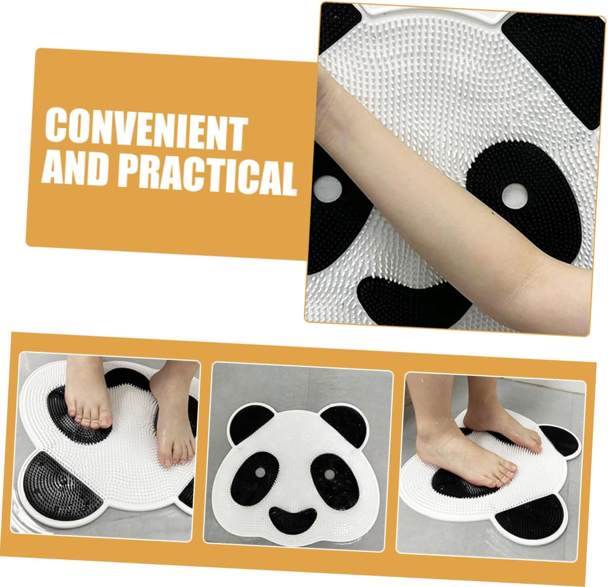 Outanaya Cartoon Panda Shower Foot Scrubber Mat Foot Exfoliator for Bathroom Back Scrubber for Shower image number 5