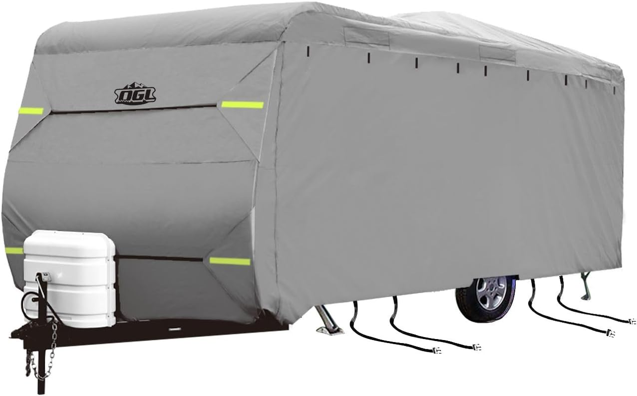 OGL 22 to 24Ft Caravan Cover UV Water Proof Heavy Duty Travel Campervan Trailer Accessories 4 Layer Polypropylene Protector with Hitch Cover Storage Bag image number 3