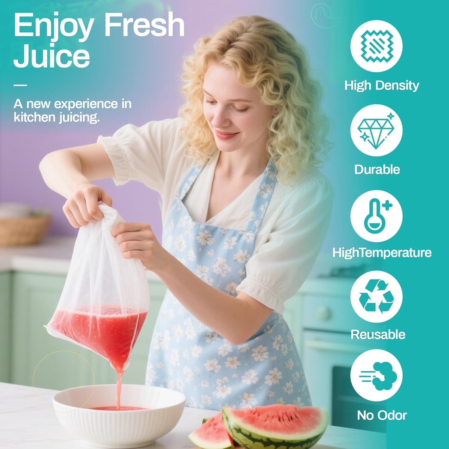 6 Pack Cheese Cloth Cheesecloth for Straining, 8&rdquo;X12&rdquo; Food Grade Nylon Muslin Cloths for Cooking, Strainer Bag for Nut Milk, Soy Milk, Grape Juice, Jelly, Fried Food Cloth Filter Bags image number 5