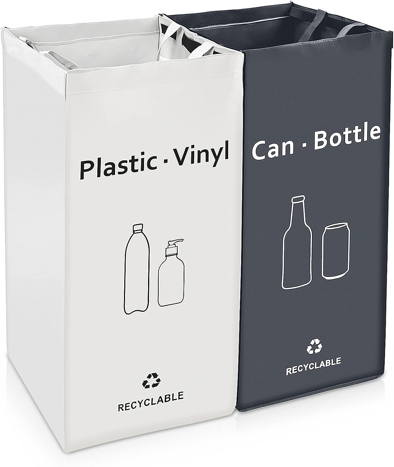 JIALAI Home 2 Pack Separate Recycling Waste Bin Bags, Recycle Bins for Kitchen Home - 28 Gallon Trash Bin, Recyclable Waste Trash Sorting Organizer, Durable, Washable, Affordable Recycle Bags image number 3