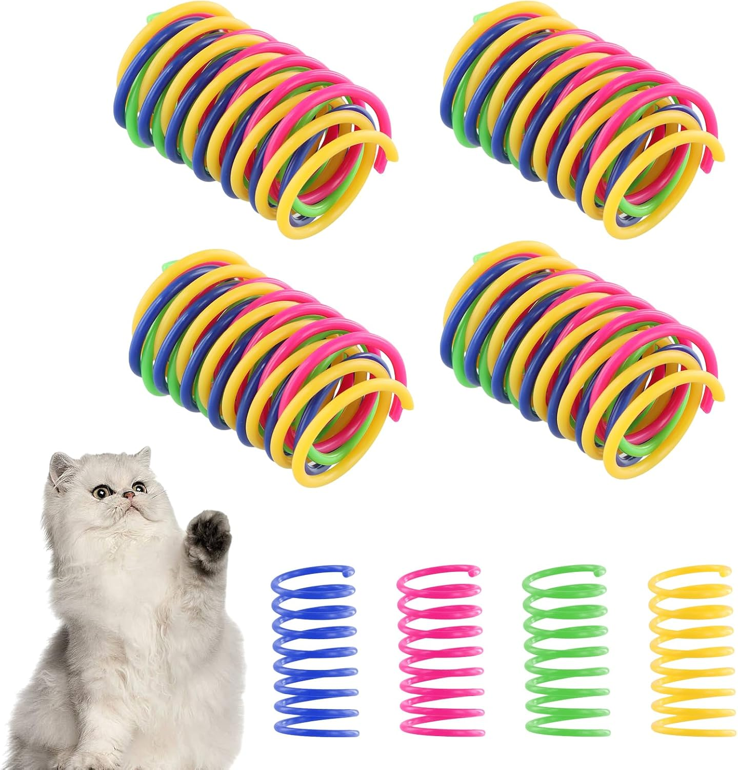 Shengxi Pack of 16 Colourful Cat Spring Toy, Plastic Spiral Springs, Plastic Spiral Springs for Cat at Home, Interactive Spiral Cat Toy for Beating, Biting and Hunting image number 1
