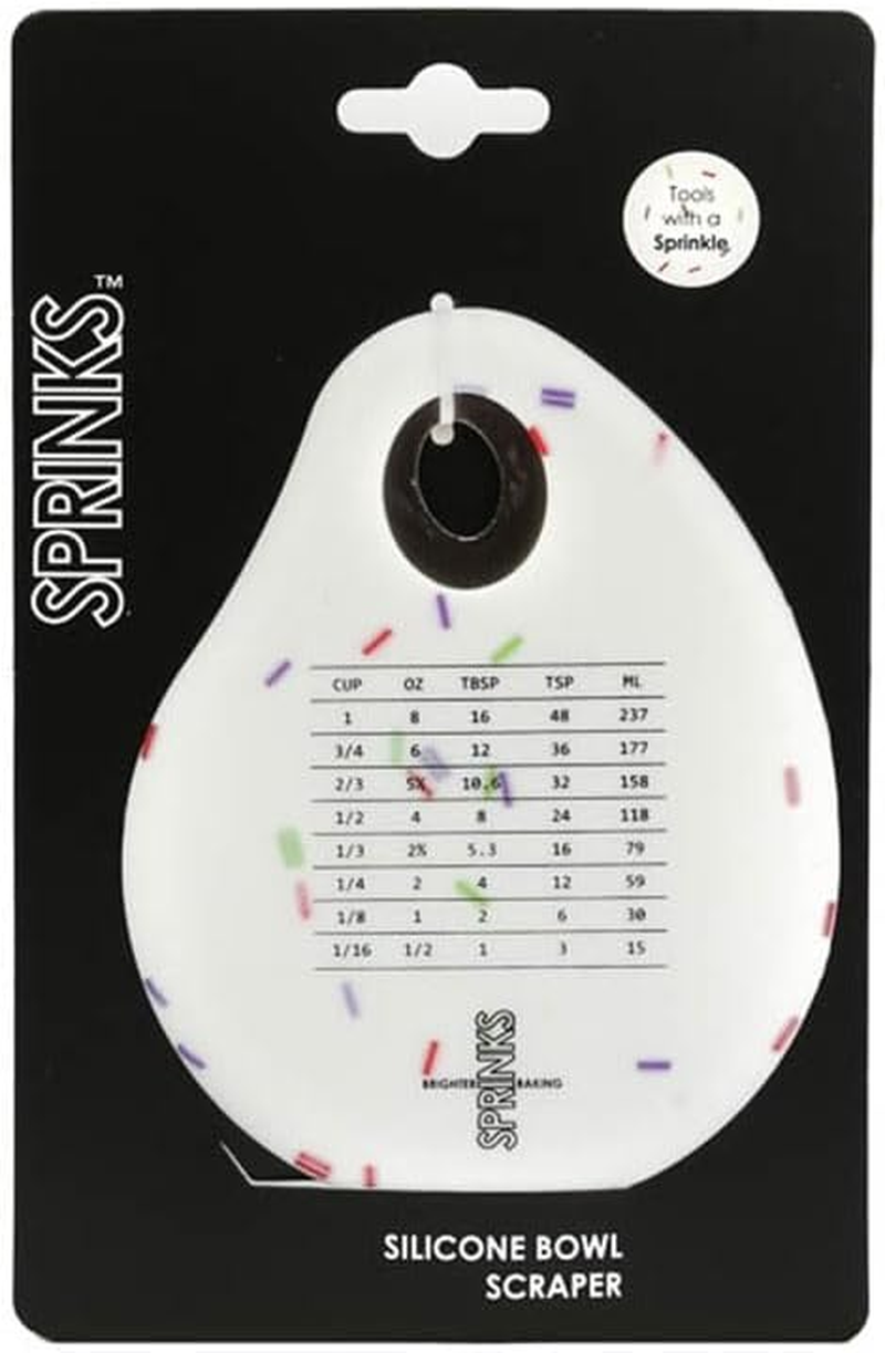 Sprinks Silicone Bowl Scraper | Heat-Resistant Premium Food-Grade Silicone | Non-Stick Surface | Dishwasher Safe Stain-Resistant | Curved Edge with Measurement Conversion image number 3