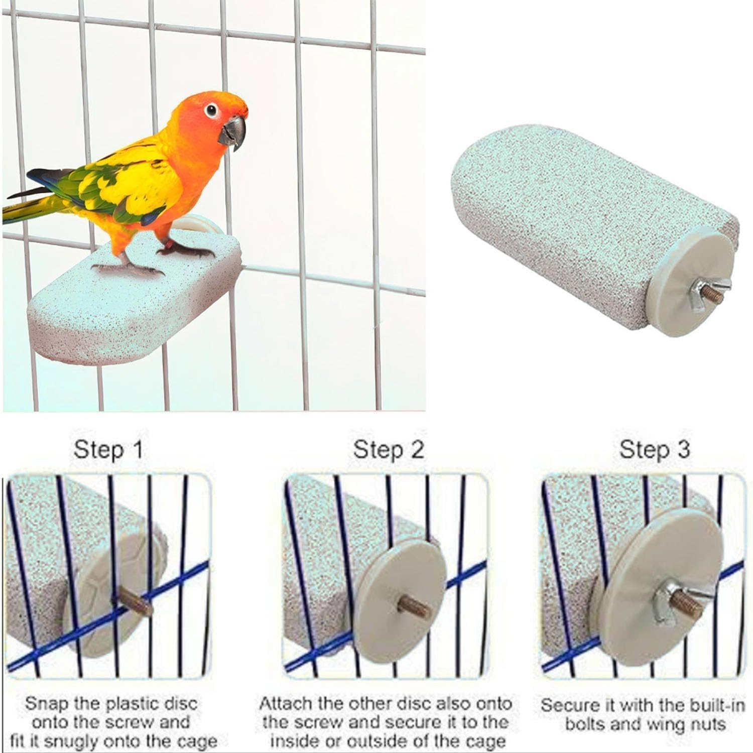 Resin Ice Cream Birds Stand, 2Pcs Bird Beak Grinding Stone Resin Perches, Birds Perch Beak Grinding Stone, Resing Birds Perches for Cage image number 3