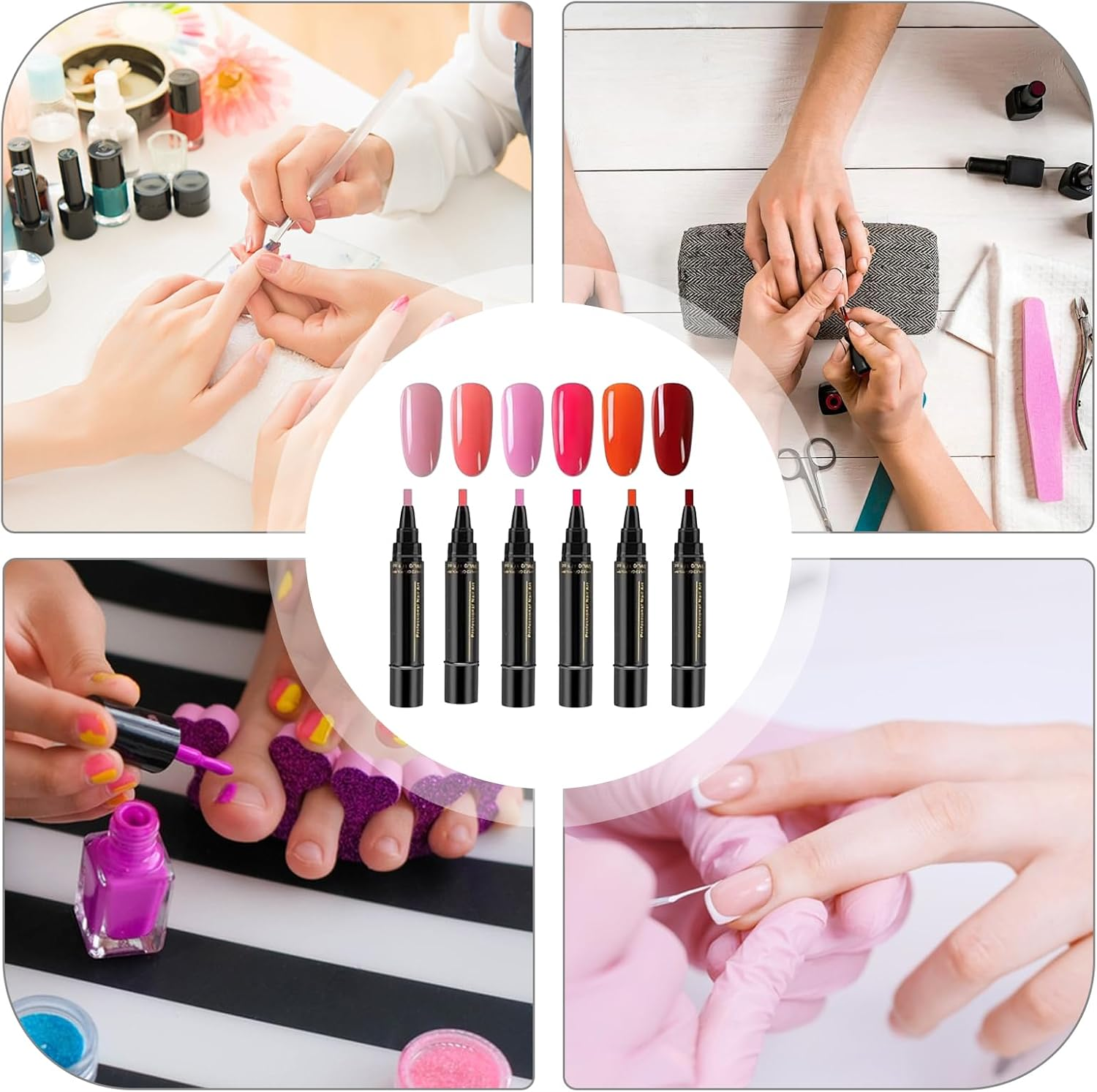 Gel Nail Polish Set | Quick-Dry Nail Polish Painting Kit 6 Colors,No UV Gel Nail Polish Painting Supplies Manicurist Assistant image number 5