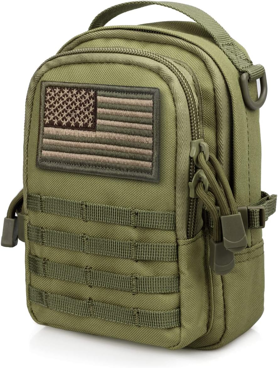 WYNEX Tactical Molle Pouch Small, EDC Utility Pouch Tactical Tool Pouches Bag Compact Multi-Purpose Waist Pouch Include Flag Patch, Mini Design of 3-Day Assault Backpack